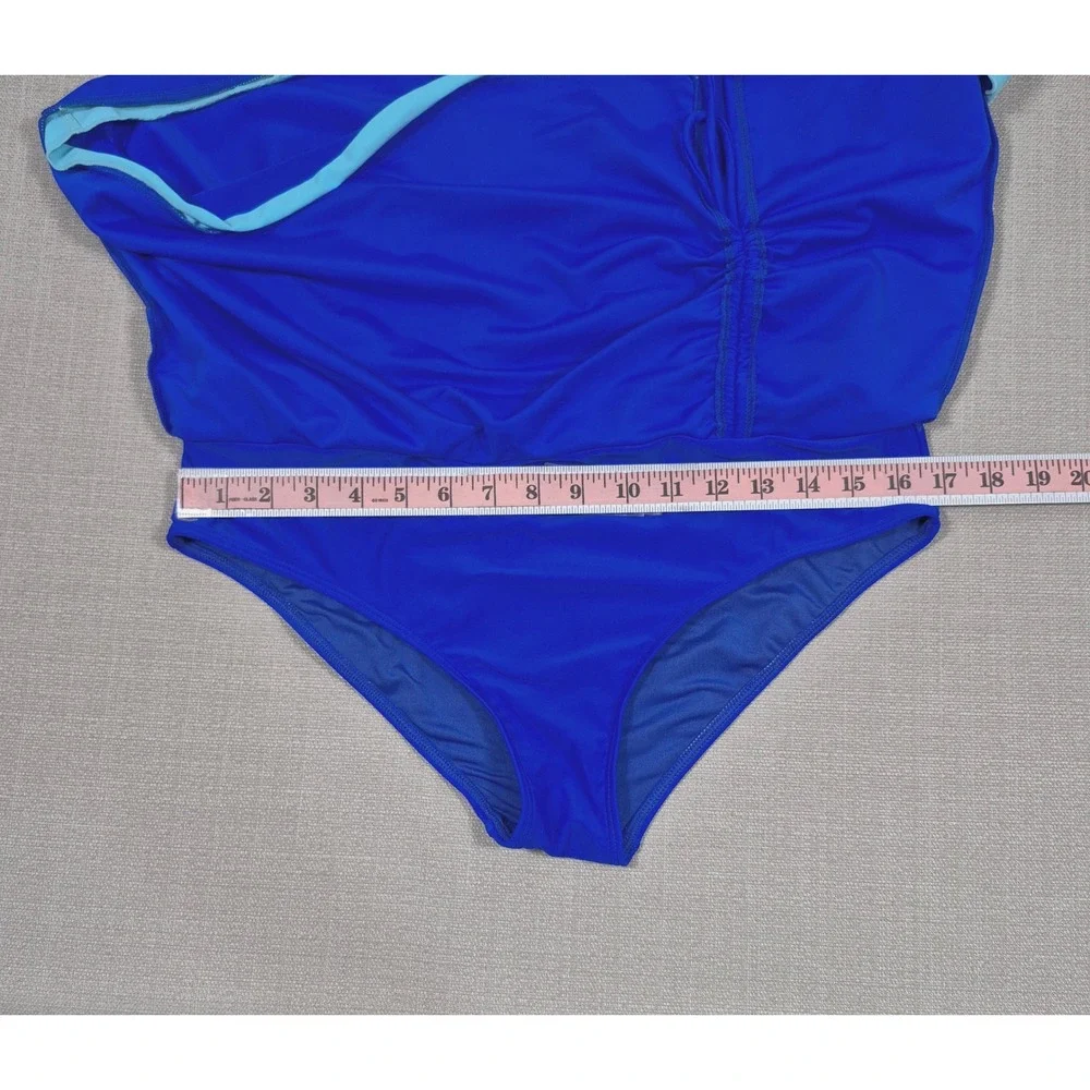 Tempt ME Tankini Swimsuit with Skirt Blue Tummy Control Two Piece Large NWOT